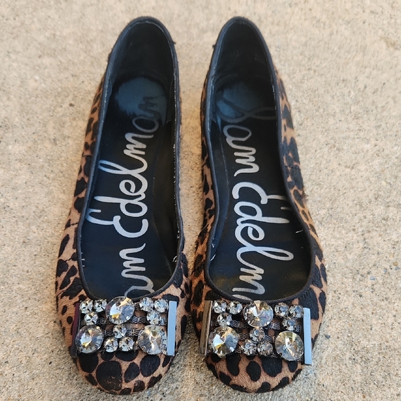 Sam Edelman Shoes - Sam Edelman Leopard-Print Crystal Toe Ballet Flats - Brown/Black